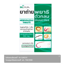 pdc_บีเอ็ลฮั้ว ยาถ่ายพยาธิตัวกลมมีเบนดาโซล 100 มก. 6 เม็ด