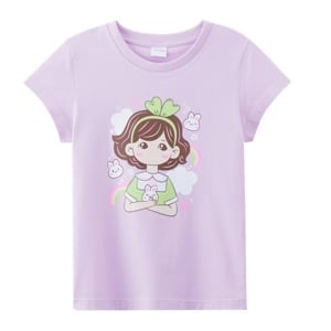 pdc_เบสิโค เสื้อยืดคอกลมพิมพ์อก สำหรับเด็กหญิง รุ่น BCAL2409LG005 สีม่วง