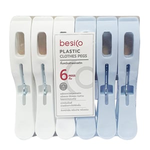 pdc_เบสิโค กิ๊บหนีบผ้าจัมโบ้ แพ็ค 6 (สินค้าคละสี ไม่สามารถเลือกได้)