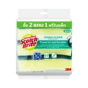 pdc_3เอ็ม สก๊อตช์-ไบรต์ แผ่นใยพร้อมฟองน้ำ สูตรแอนตี้แบคทีเรีย สีเขียว แพ็ค 3