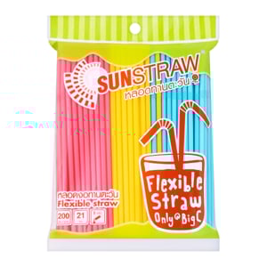 pdc_ทานตะวัน หลอดงอ ขนาด 21 ซม. แพ็ค 200 (สินค้าคละสี ไม่สามารถเลือกได้)