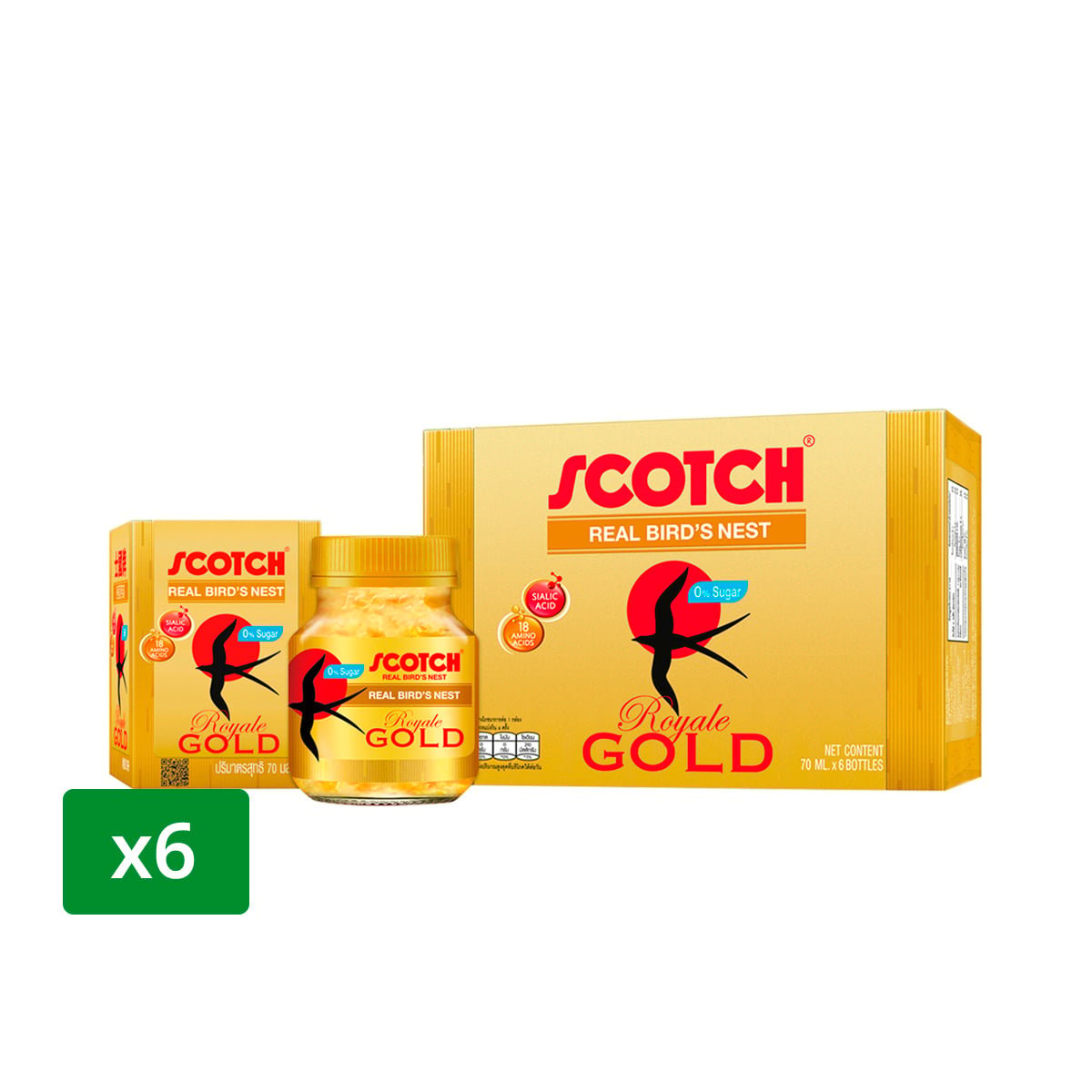 pdc_สก๊อต รังนกแท้ รอเยล โกลด์ สูตรไซลิทอล 70 มล. แพ็ค 6
