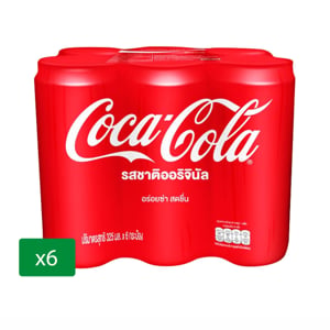 pdc_โค้ก น้ำอัดลม รสออริจินัล แบบกระป๋อง 325 มล. x 6 ชิ้น