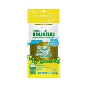 pdc_แชมเปี้ยน ถุงขยะแบบม้วน สำหรับขยะรีไซเคิล กลิ่นมอร์นิ่ง เฟรช ขนาด 18 x 20 ซม. 40 ใบ สีเหลือง