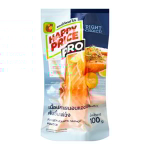 pdc_บิ๊กซี แฮปปี้ ไพรซ์ โปร เนื้อปลาแซลมอนแอตแลนติกหั่นชิ้นแช่แข็ง 100 ก.