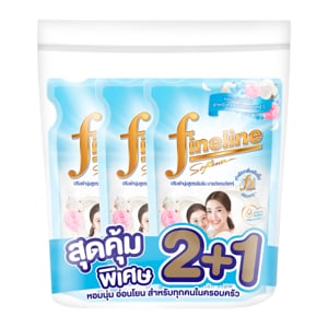 pdc_ไฟน์ไลน์ น้ำยาปรับผ้านุ่มสูตรเข้มข้น มายด์แอนด์แคร์ กลิ่นคอตตอน สโนว์ 450 มล. แพ็ค 2+1