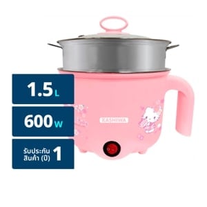 pdc_คาชิวา x เฮลโลคิตตี้ หม้อต้มไฟฟ้าพร้อมซึ้งนึ่ง 600 วัตต์ รุ่น KW-133 ขนาด 1.5 ล.