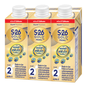 pdc_เอส-26 โกลด์ นมพร้อมใช้ ไม่ต้องชง โปรมิล สูตร 2 180 มล. x 3 ชิ้น
