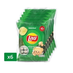 pdc_เลย์ มันฝรั่งแท้ทอดกรอบแผ่นเรียบ รสโนริสาหร่าย 25 ก. แพ็ค 6