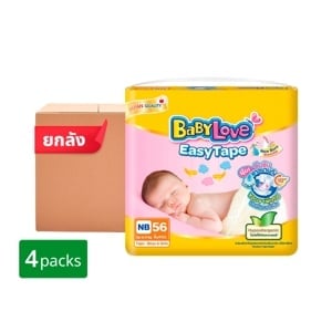 pdc_เบบี้เลิฟ อีซี่ เทป ผ้าอ้อมเด็ก จัมโบ้แพ็ค ขนาด NB 56 ชิ้น X 4 แพ็ค