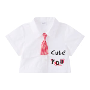 pdc_เบสิโค เสื้อคอปกแขนสั้น + เนกไท สำหรับเด็กหญิง รุ่น FPPM2509TG07 สีขาว