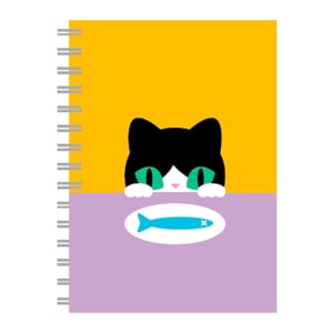 pdc_ดั๊บเบิ้ล เอ สมุดบันทึกเข้าเล่มแบบสันห่วง A6 60 แผ่น ลายบ้านแมว คละแบบ
