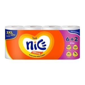 pdc_ไนซ์ เมก้า โรล กระดาษชำระม้วนใหญ่ แพ็ค 6+2 ม้วน
