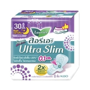 pdc_ลอรีเอะ ซูเปอร์ อัลตร้า สลิม ผ้าอนามัยแบบมีปีก สำหรับกลางคืน 30 ซม. 8 ชิ้น