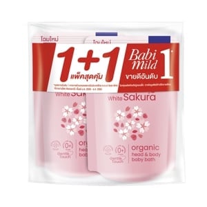 pdc_เบบี้มายด์ สบู่เหลว อัลตร้ามายด์ ไวท์ ซากุระ เฮด แอนด์ บอดี้ เบบี้ บาธ แบบถุงเติม 350 มล. แพ็ค 2