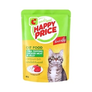 pdc_บิ๊กซี แฮปปี้ ไพรซ์ อาหารแมว ชนิดเปียก รสทูน่าหน้าเนื้อไก่ในเยลลี่ 85 ก.