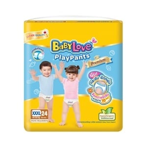 pdc_เบบี้เลิฟ เพลย์แพ้นท์ พรีเมี่ยม กางเกงผ้าอ้อม ขนาด XXXL 24 ชิ้น