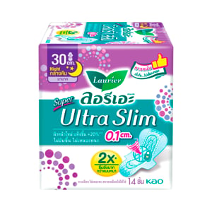 pdc_ลอรีเอะ ซูเปอร์ อัลตร้า สลิม ผ้าอนามัยแบบมีปีก สำหรับกลางคืน 30 ซม. 14 ชิ้น