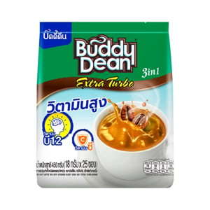 pdc_บัดดี้ดีน ทรีอินวัน เอ็กซ์ตร้าเทอร์โบ กาแฟปรุงสำเร็จชนิดผงผสมวิตามิน 18 ก. แพ็ค 25