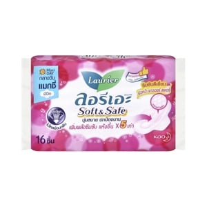 pdc_ลอรีเอะ ซอฟท์แอนด์เซฟ แมกซี่ ผ้าอนามัย มีปีก สำหรับกลางวัน 16 ชิ้น