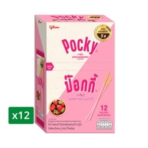 pdc_กูลิโกะ ป๊อกกี้ บิสกิตแท่งเคลือบสตรอว์เบอร์รี่ 9 ก. แพ็ค 12
