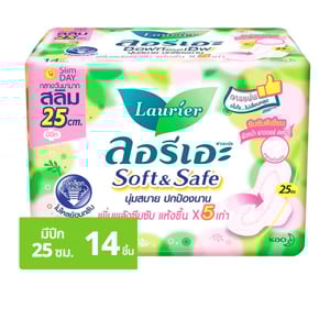 pdc_ลอรีเอะ ซอฟท์แอนด์เซฟ สลิม ผ้าอนามัยแบบมีปีก 25 ซม. 14 ชิ้น