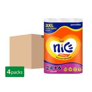 pdc_ไนซ์ เมก้าโรล กระดาษชำระ หนา 2 ชั้น 24+6 ม้วน x 4 แพ็ค
