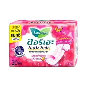 pdc_ลอรีเอะ ซอฟท์แอนด์เซฟ แมกซี่ ผ้าอนามัยแบบไม่มีปีก 22 ซม. 20 ชิ้น