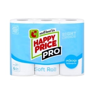 pdc_บิ๊กซี แฮปปี้ ไพรซ์ โปร กระดาษชำระชนิด 2 ชั้น แพ็ค 6 ม้วน