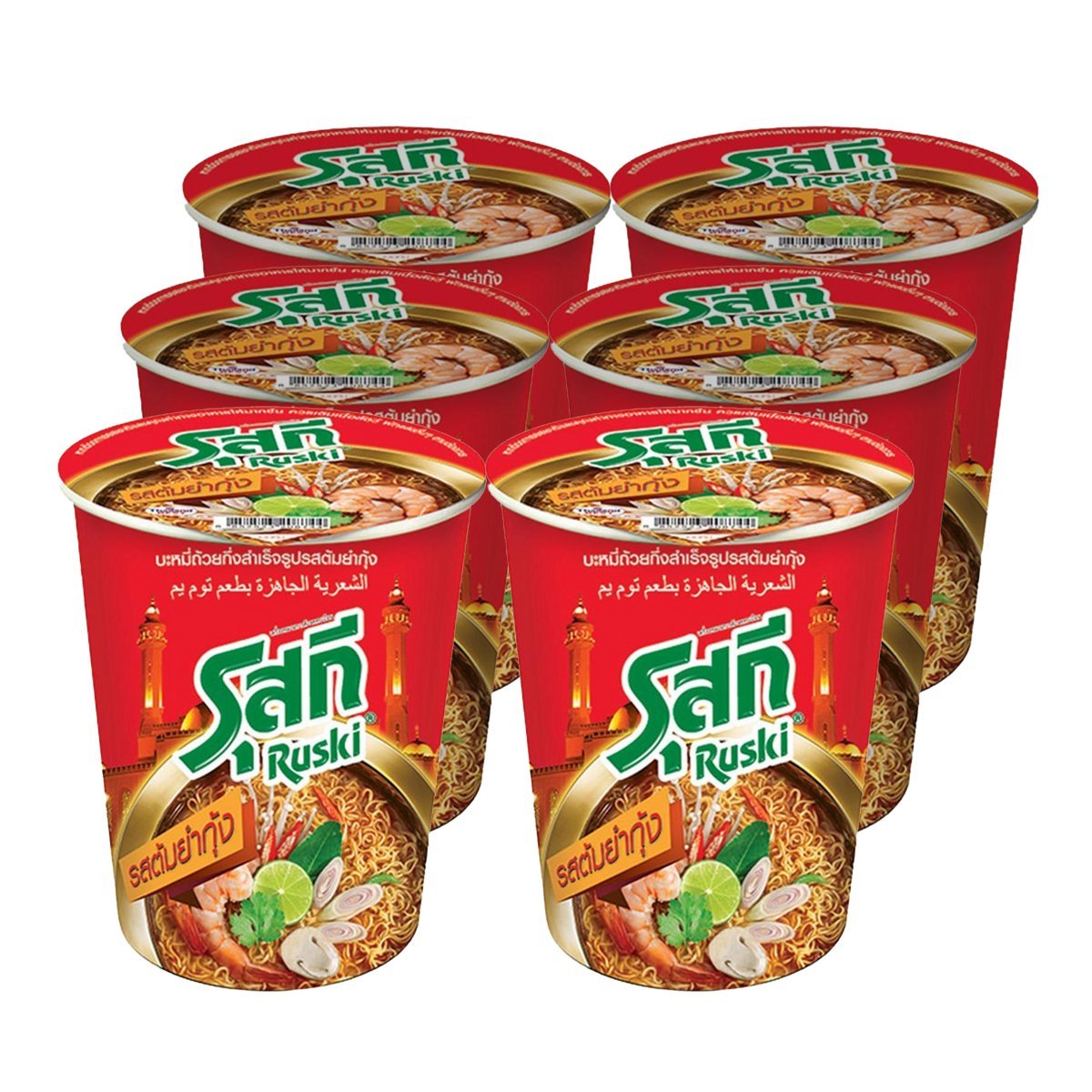 pdc_รุสกี บะหมี่คัพกึ่งสำเร็จรูป รสต้มยำกุ้ง 60 ก. แพค 6