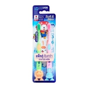 pdc_โคโดโม แปรงสีฟันเด็ก ซอฟต์ แอนด์ สลิม 3-6 ปี (แพ็กคู่)