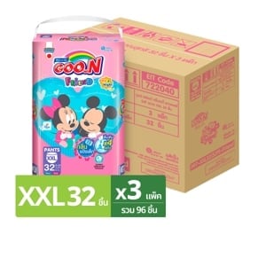 pdc_กูนน์ เฟรนด์ ผ้าอ้อมเด็กแบบกางเกง กลิ่นแป้งเด็ก ขนาด XXL 32 ชิ้น แพ็ค 3