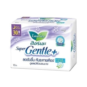 pdc_ลอรีเอะ ซูเปอร์ เจนเทิลพลัส ผ้าอนามัย สำหรับกลางคืน มีปีก 30 ซม. 12 ชิ้น