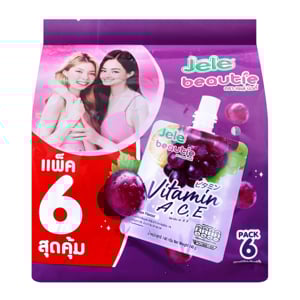 pdc_เจเล่บิวตี้ เยลลี่คาราจีแนน ผสมวิตามินเอ ซี อี และน้ำผลไม้รวม 15% กลิ่นองุ่น 140 ก. แพ็ค 6