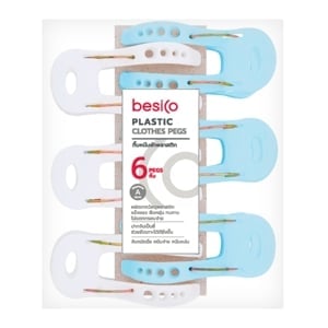 pdc_เบสิโค กิ๊บหนีบผ้า รุ่น PN9079 สีขาว-ฟ้า แพ็ค 6