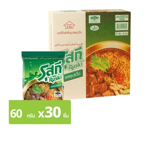 pdc_รุสกี บะหมี่กึ่งสำเร็จรูป รสซุปเนื้อ 60 ก. แพค 30