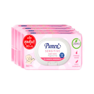 pdc_เพียวรีน ผ้าเช็ดทำความสะอาดผิว สูตรเซนส์ซิทีฟ 80 แผ่น แพ็ค 4