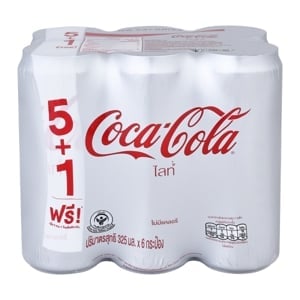 pdc_โค้ก น้ำอัดลม ไลท์ 325 มล. x 5+1 ชิ้น