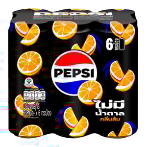 pdc_เป๊ปซี่ น้ำอัดลม สูตรไม่มีน้ำตาล กลิ่นส้ม 325 มล. x 6 ชิ้น