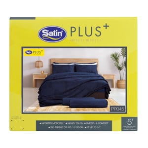 pdc_ซาติน พลัส ชุดผ้าปูที่นอน 5 ฟุต รุ่น PP045 x 5 ชิ้น สีน้ำเงิน