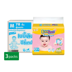 pdc_เบบี้เลิฟ อีซี่ เทป ผ้าอ้อมเด็ก เมก้าแพ็ค ขนาด M 78 ชิ้น X 3 แพ็ค