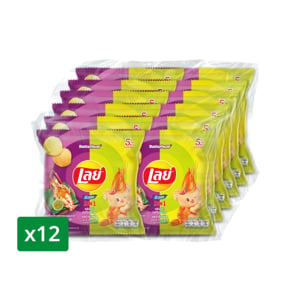 pdc_เลย์ ร็อค 2in1 รสกุ้งเผาและน้ำจิ้มซีฟู้ด 11 ก. x 12 ชิ้น