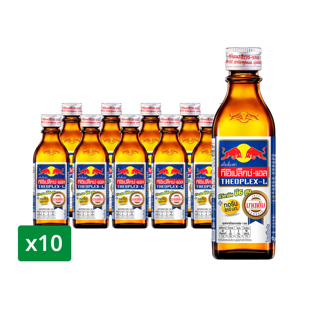 pdc_กระทิงแดง ทีโอเปล็กซ์-แอล เครื่องดื่มชูกำลัง 100 มล. แพ็ค 10 ฝาสีเงิน