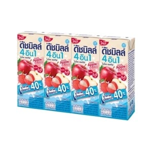 pdc_ดัชมิลล์ 4อิน1 ไมโครแอคทีฟ โยเกิร์ตพร้อมดื่มยูเอชที สูตรน้ำตาลน้อยกว่า กลิ่นแอปเปิ้ลอาโอโมริและลิ้นจี่ 165 มล. x 4 ชิ้น