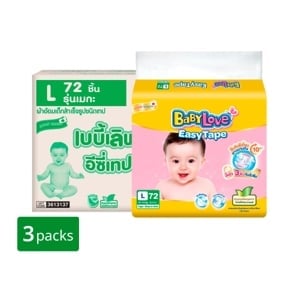 pdc_เบบี้เลิฟ อีซี่ เทป ผ้าอ้อมเด็ก เมก้าแพ็ค ขนาด L 72 ชิ้น X 3 แพ็ค