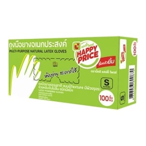 pdc_บิ๊กซี แฮปปี้ ไพรซ์ ถุงมือยาง ขนาด S แพ็ค 100 ชิ้น สีขาว