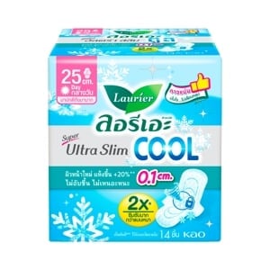 pdc_ลอรีเอะ ซูเปอร์ อัลตร้า สลิม คูล ผ้าอนามัยแบบมีปีก สำหรับกลางวัน 25 ซม. 14 ชิ้น