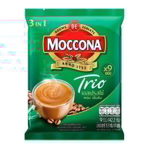 pdc_มอคโคน่า ทรีโอ กาแฟปรุงสำเร็จชนิดผง เอสเปรสโซ 15.8 ก. x 9 ชิ้น