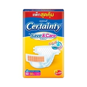 pdc_เซอร์เทนตี้ เซฟ แอนด์ แคร์ ผ้าอ้อมเทป ขนาด M แพ็ค 30