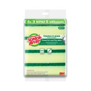 pdc_สก๊อตช์-ไบรต์ แผ่นใยขัดพร้อมฟองน้ำ 3 ชิ้น ฟรี 1 ชิ้น